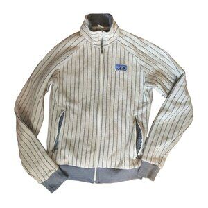 Vintage Patagonia Sweater Womens small Full Zip Wool Blend Striped Gray Outdoors